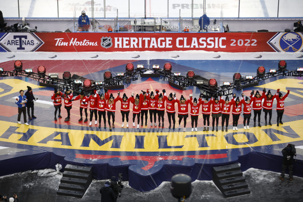 Fans of the Buffalo Sabres attend the 2022 Tim Hortons NHL Heritage News  Photo - Getty Images